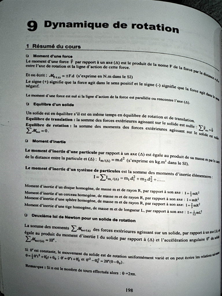 Dynamique de Rotation : Moments et Équilibre | PDF