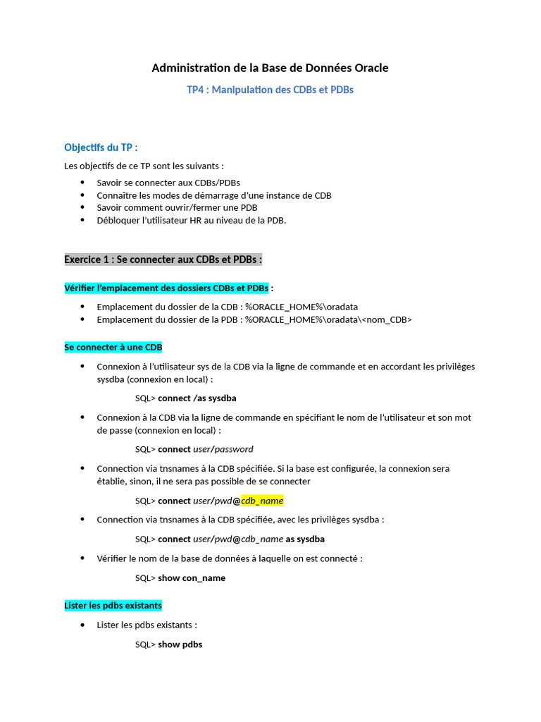 TP4 CDB PDB | PDF | Informatique | Logiciel