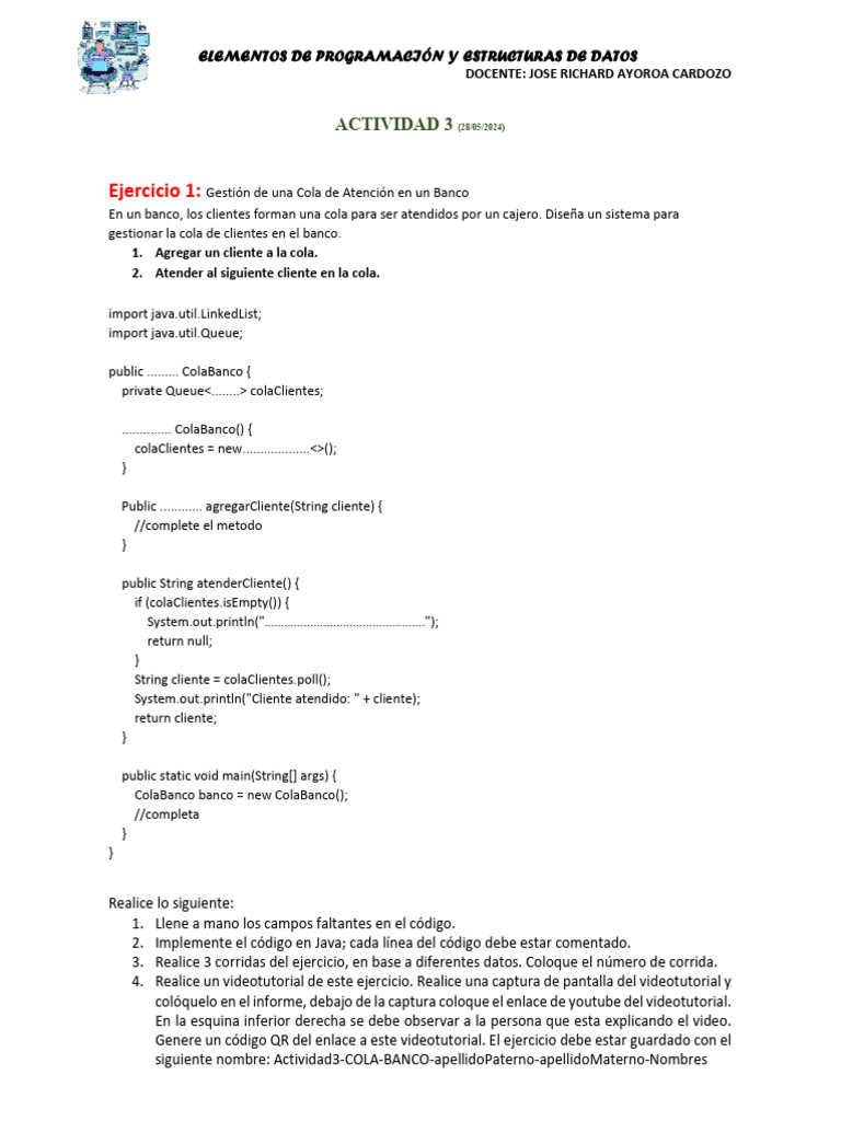 Actividad Elementos 3 (Segundo Parcial) | PDF | Java (lenguaje de ...