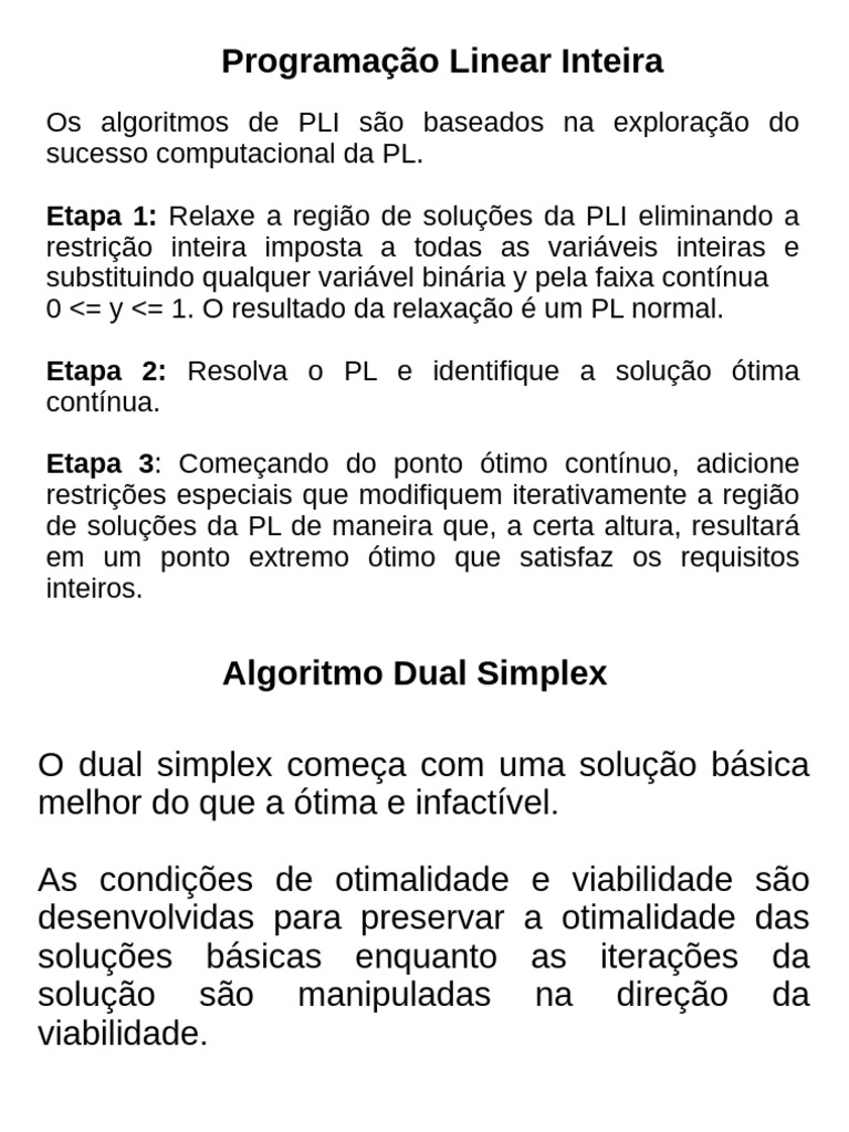 Algoritmos de Programação Linear Inteira | PDF | Programação linear ...