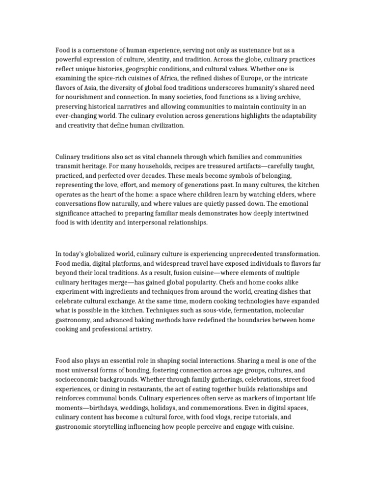 The Cultural Significance of Food | PDF | Cuisine | Cooking