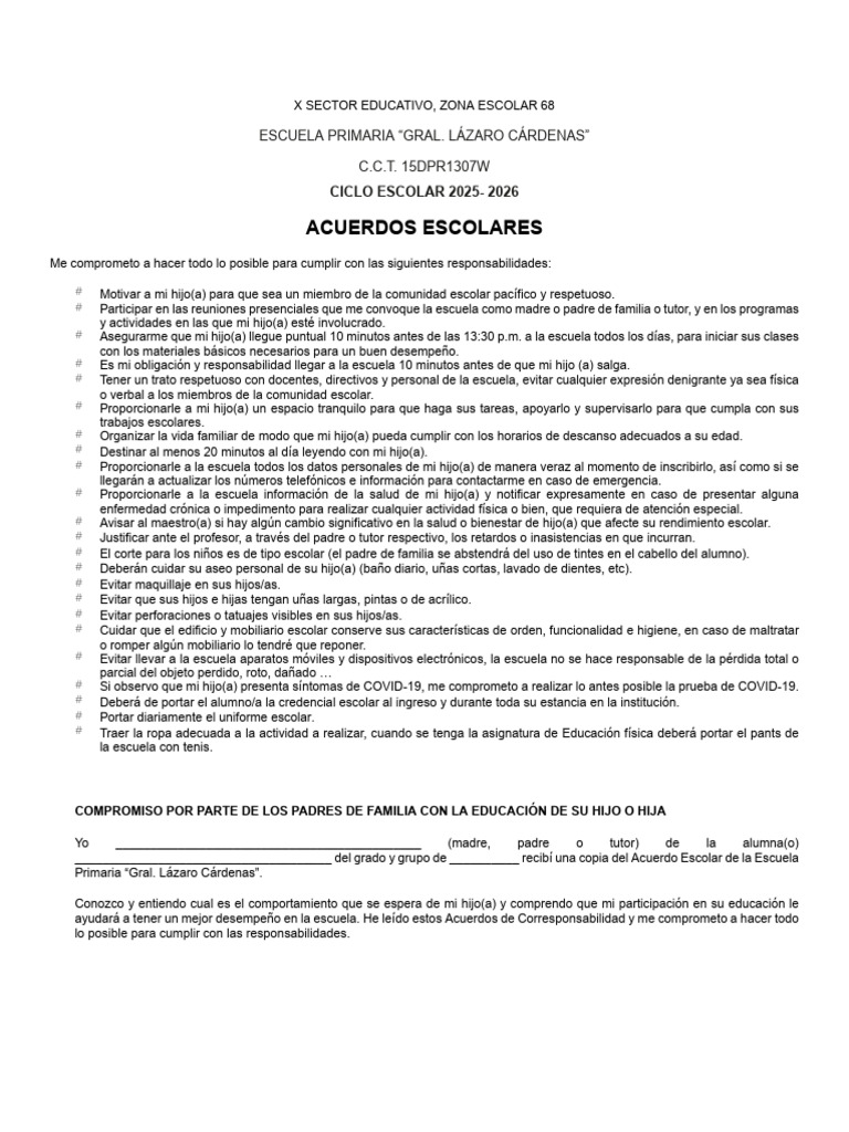 Compromisos de Padres en Educación Escolar | PDF | Escuelas | Higiene