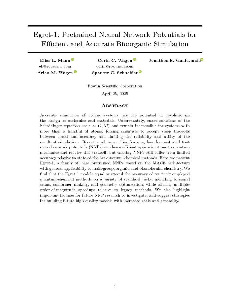 Egret-1: Pretrained Neural Network Potentials For Efficient and ...