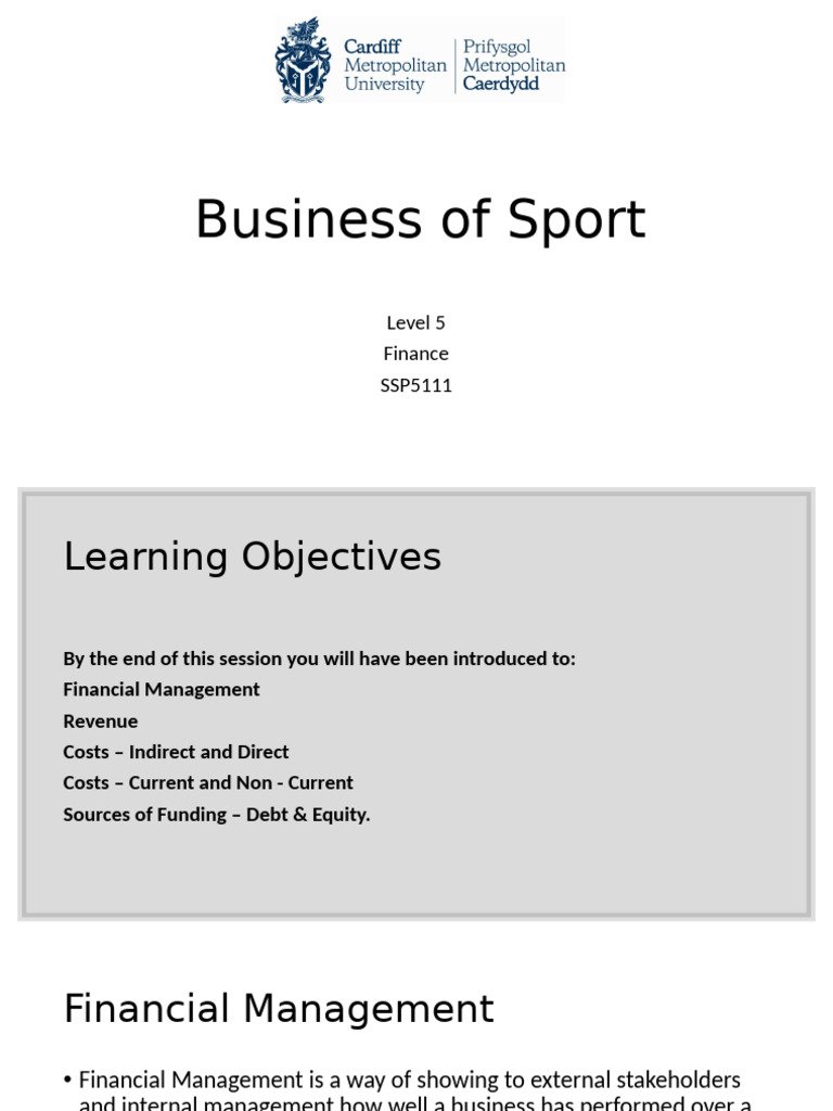 Financial Management in Sports Business | PDF | Equity (Finance) | Debt