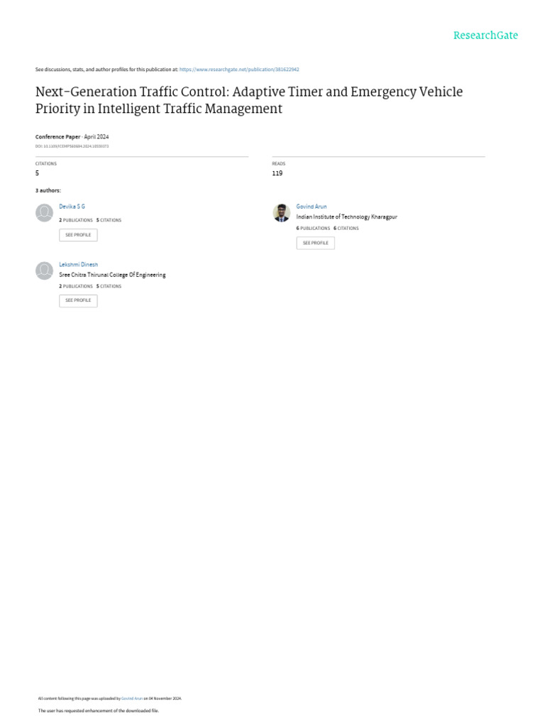 Adaptive Timer and Emergency Vehicle Priority in Intelligent 1 | PDF ...