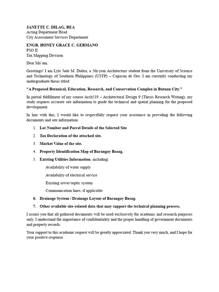 Data Request For Thesis | PDF