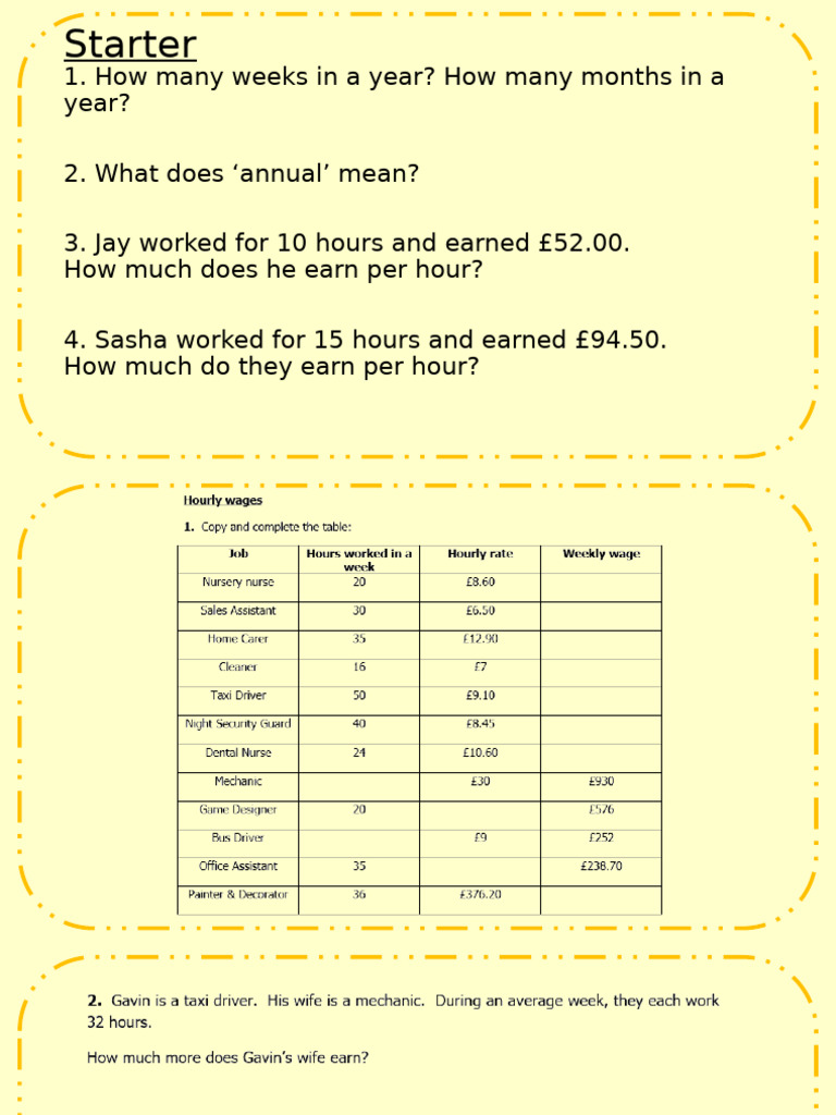 02 Money - Wages Annual and Monthly | PDF | Salary | Wage