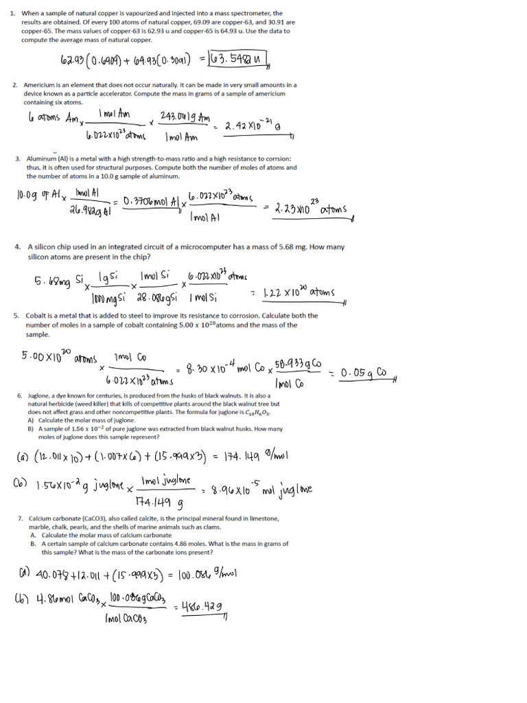 Collection of Problems (General Chemistry, College Mathematics) | PDF
