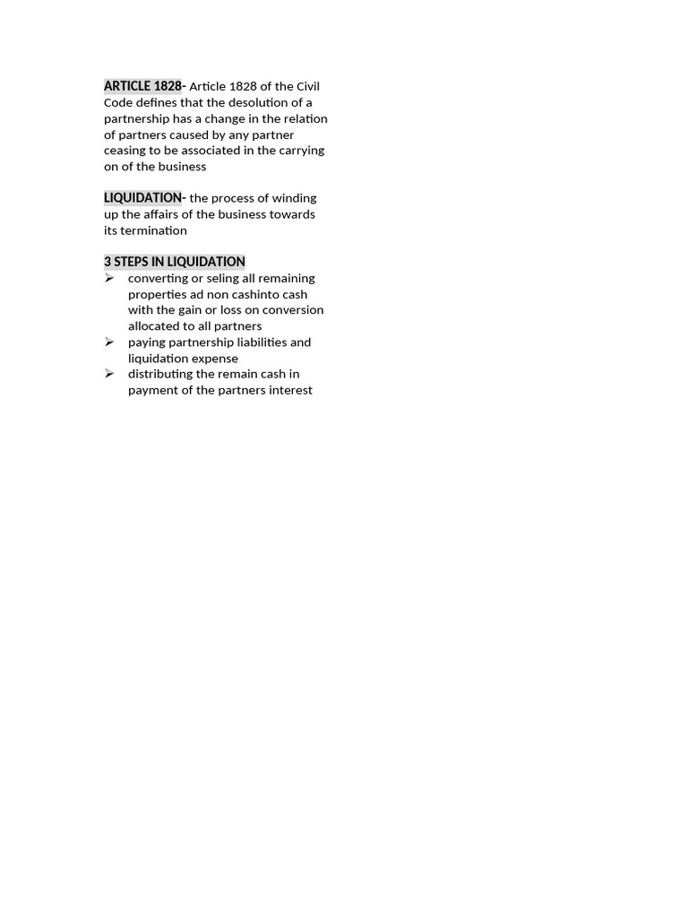 Partnership Dissolution and Liquidation Steps | PDF