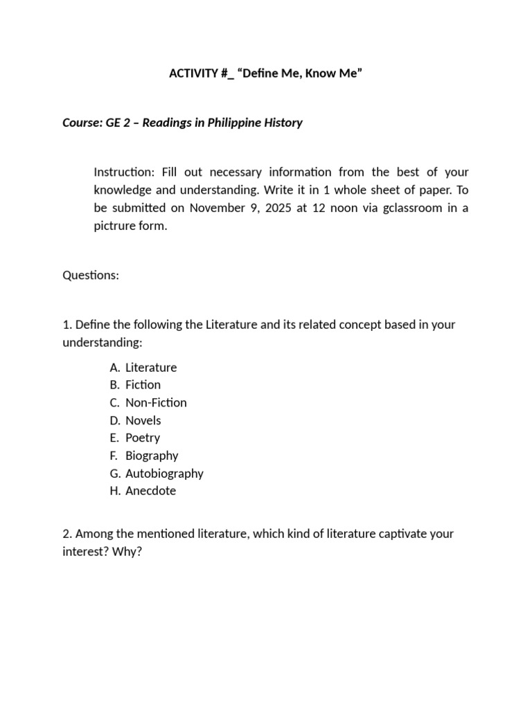 Activity for Ge 6 Finals | PDF