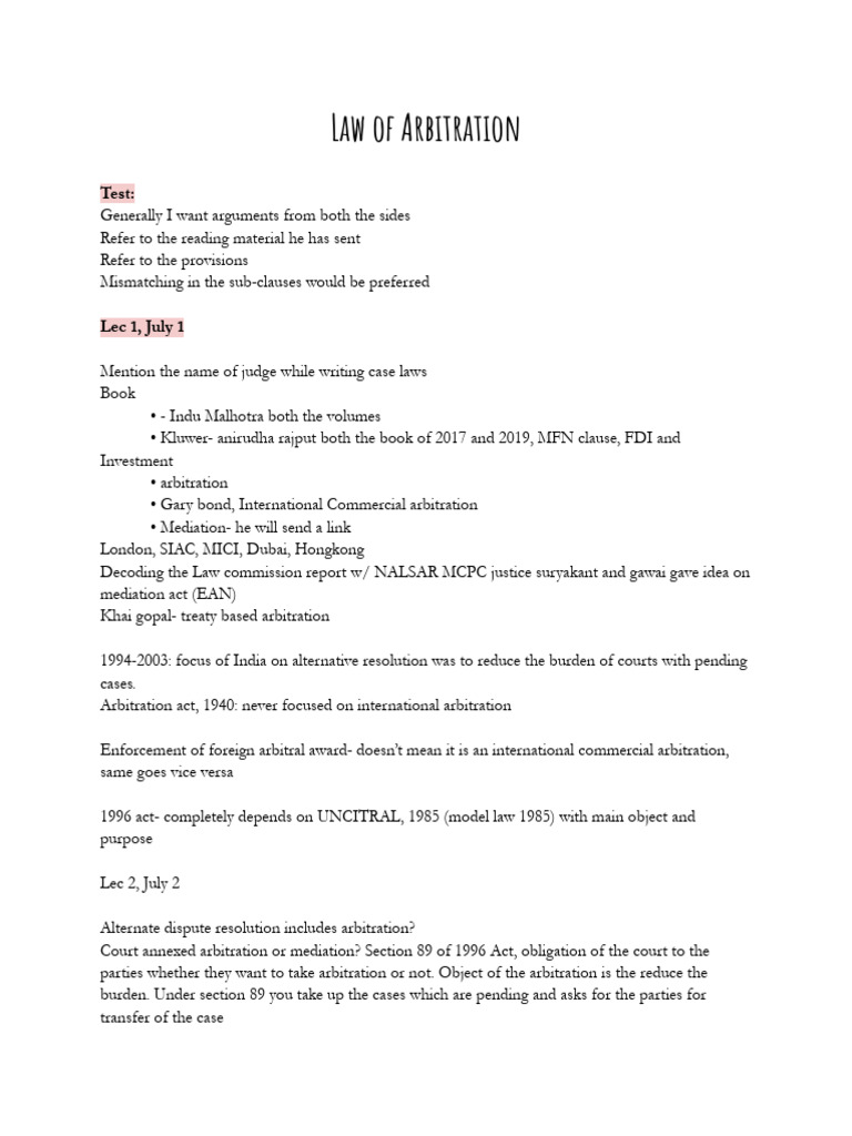 Overview of Arbitration Law in India | PDF | Arbitration | Alternative ...