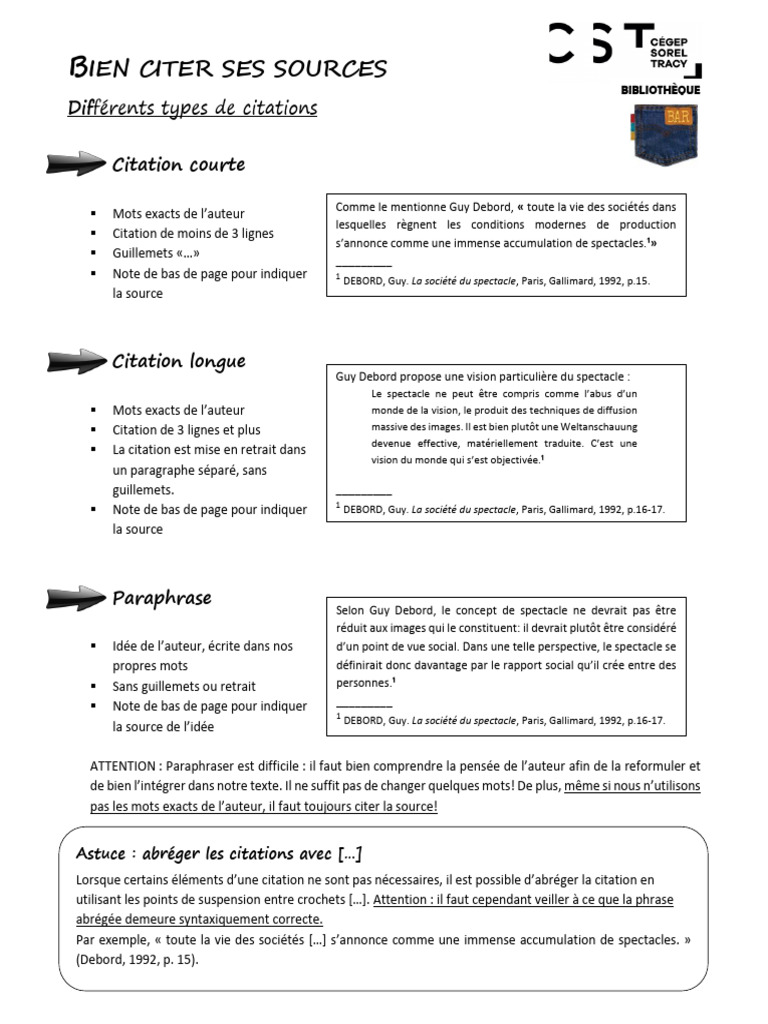 Guide des citations et références bibliographiques | PDF | Guillemet ...