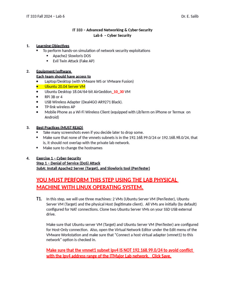 Cybersecurity Lab: DoS Attack Simulation | PDF | Denial Of Service ...