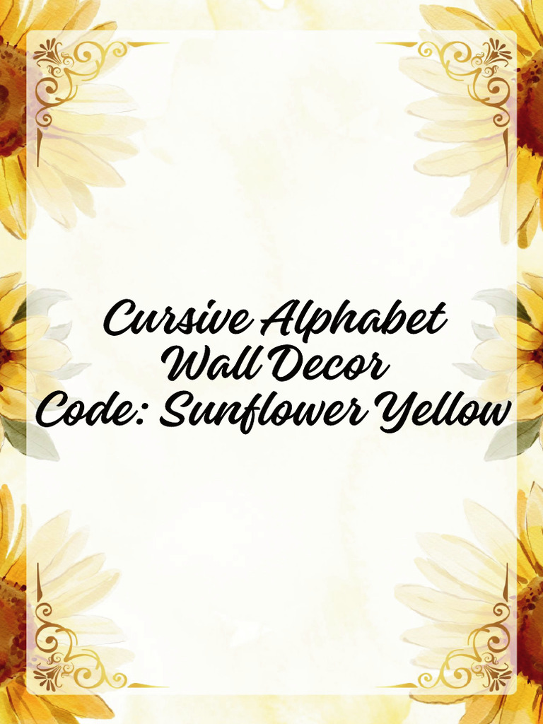 Cursive Alphabet Sunflower Yellow | PDF