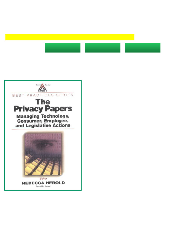 The Privacy Papers Rebecca Herold pdf version | PDF