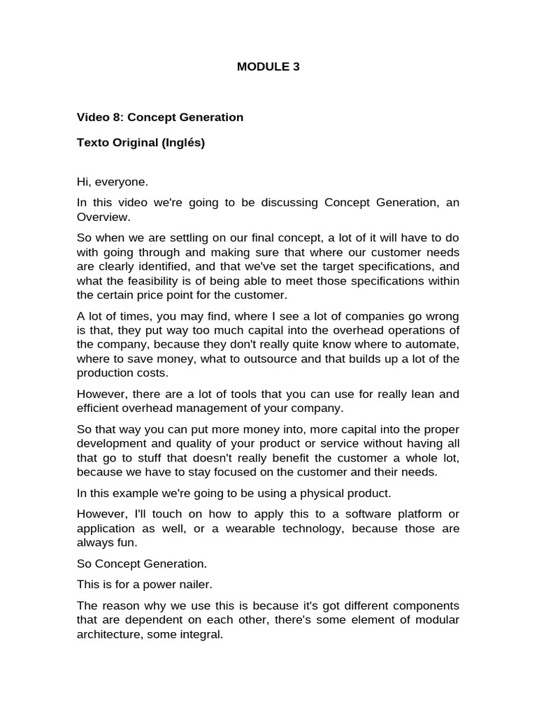 Concept Generation for Product Development | PDF | Specification ...