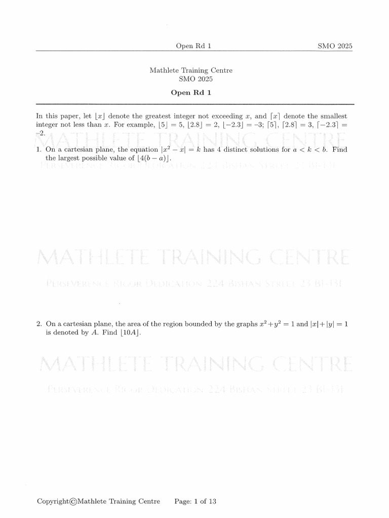 Open Section - First Round - SMO 2025 | PDF