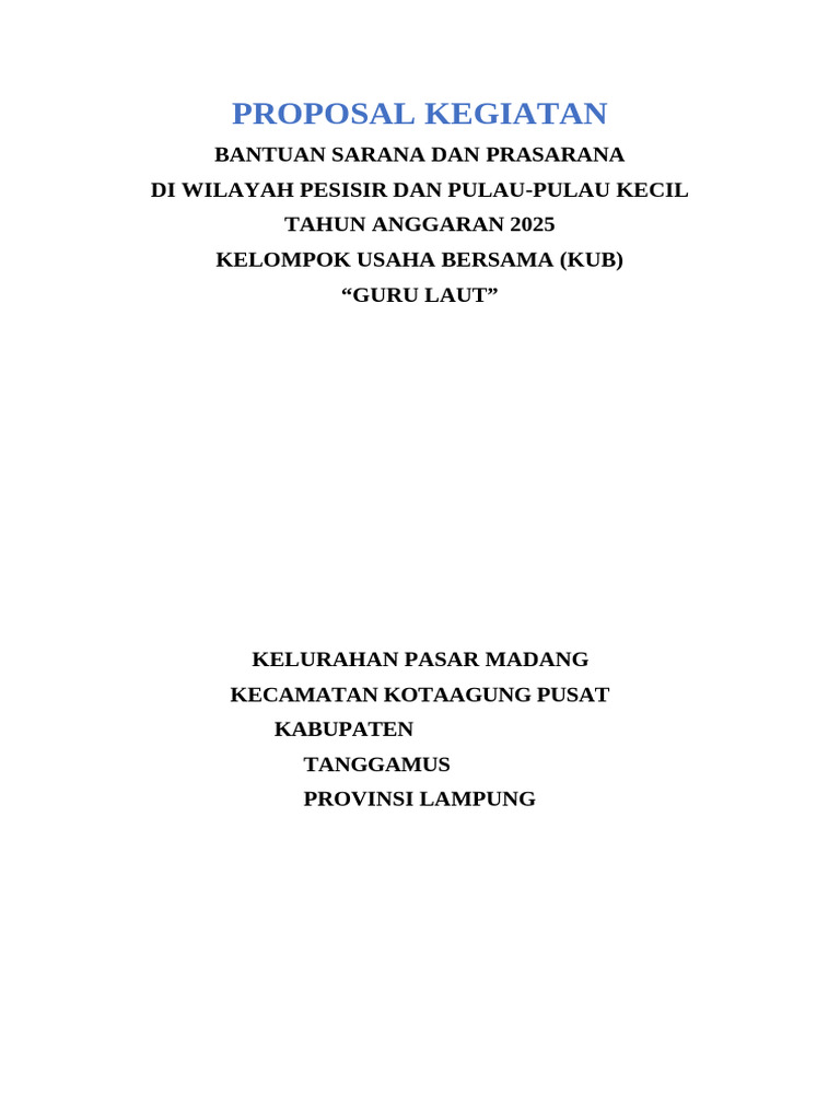 Proposal Bantuan Sarana Perikanan 2025 | PDF