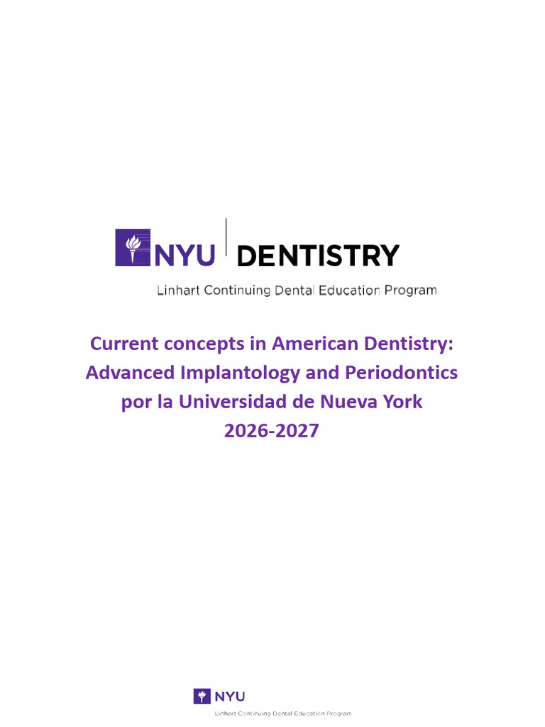 Advanced Implantology Course NYU 2026-2027 | PDF | Prosthodontics ...