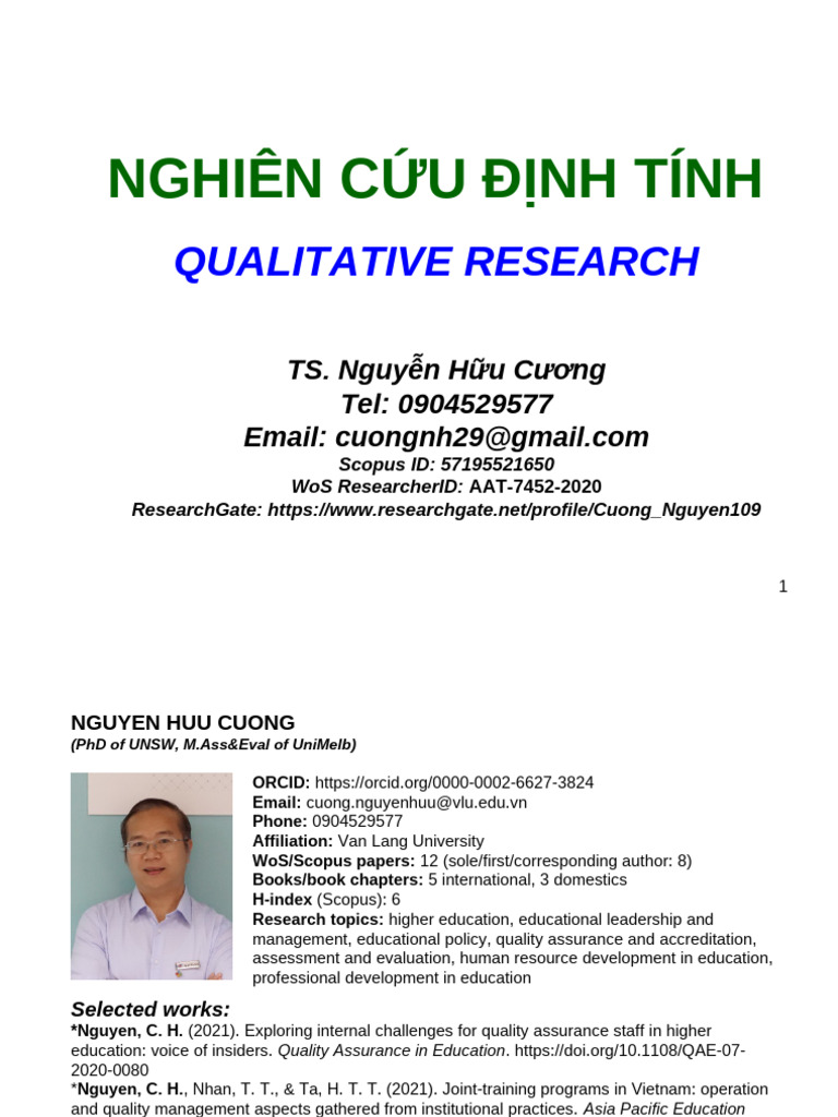 Qualitative Research - Phan 1 | PDF