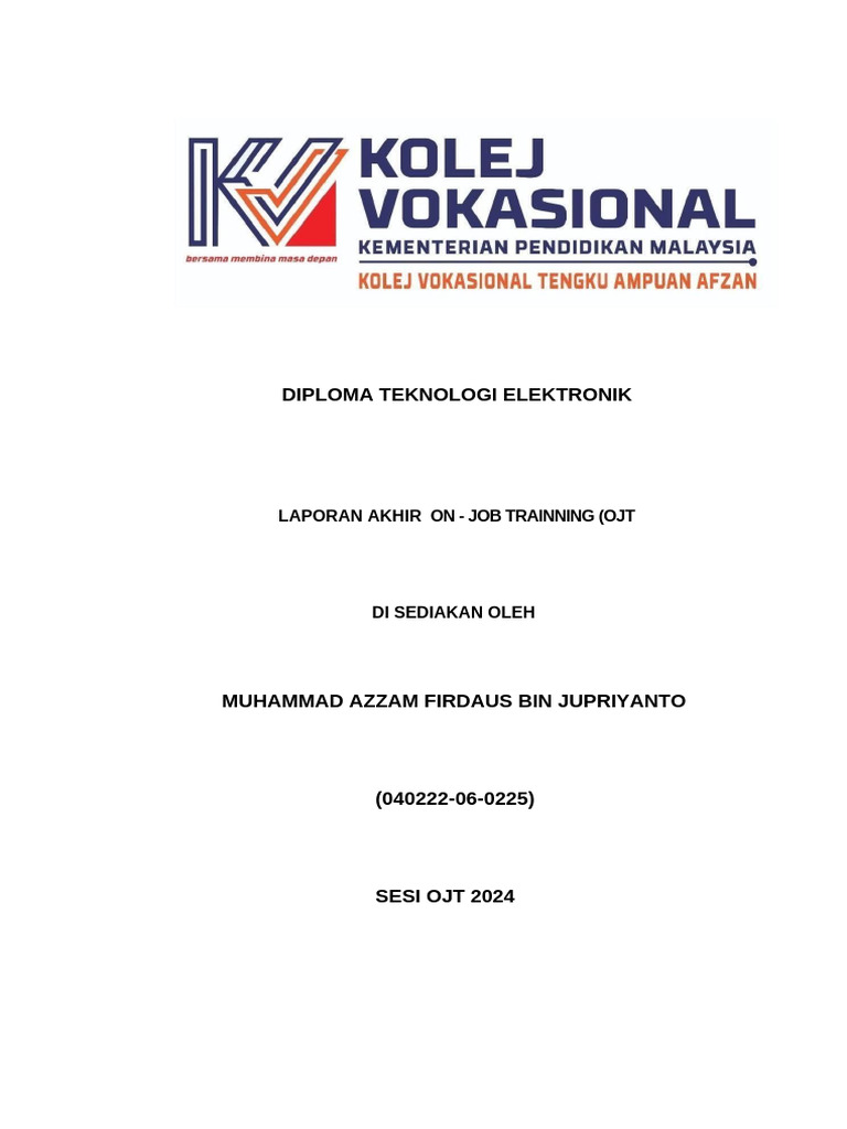 Laporan Akhir Ojt | PDF