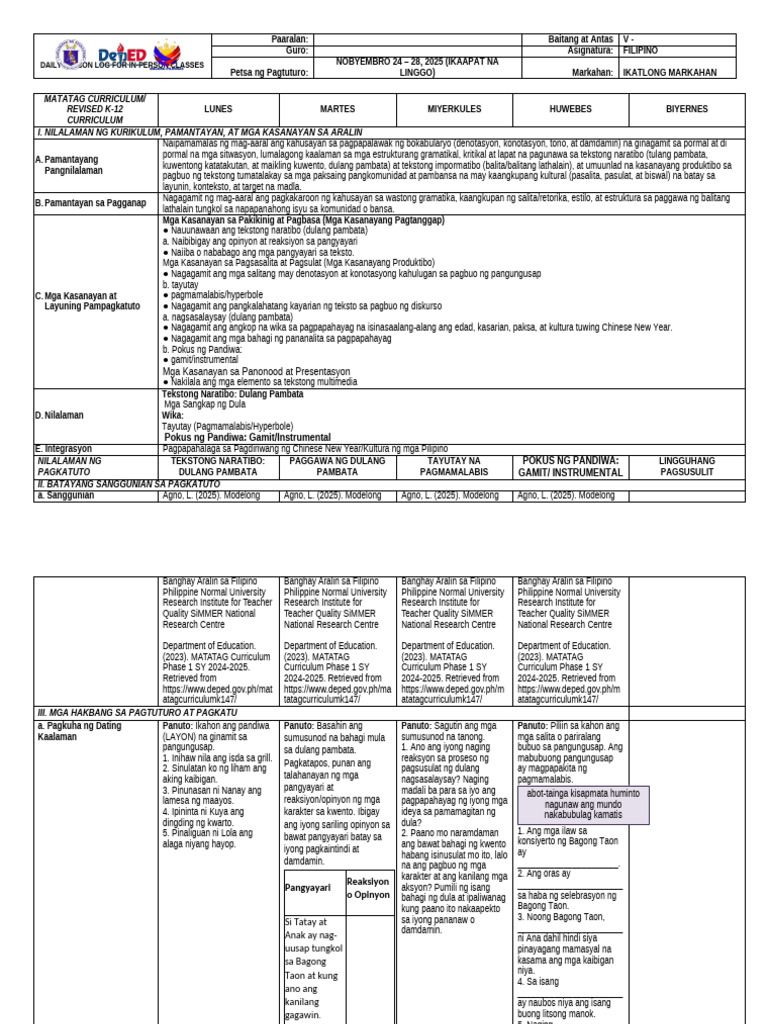 G5 Filipino DLL Q3 W4 | PDF