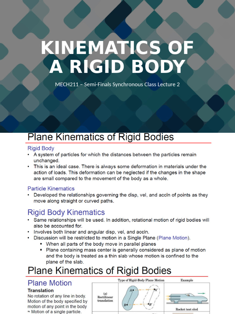 MECH211 - Kinematics of A Rigid Body | PDF