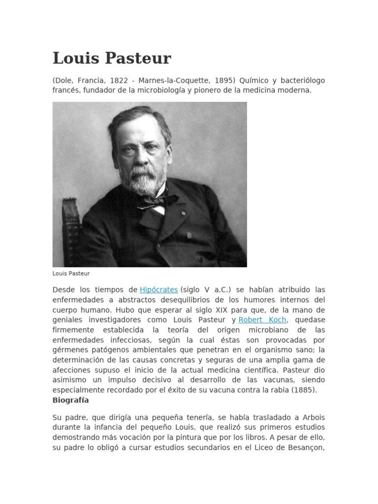 Aportes de Louis Pasteur a la microbiología | PDF | Luis Pasteur ...