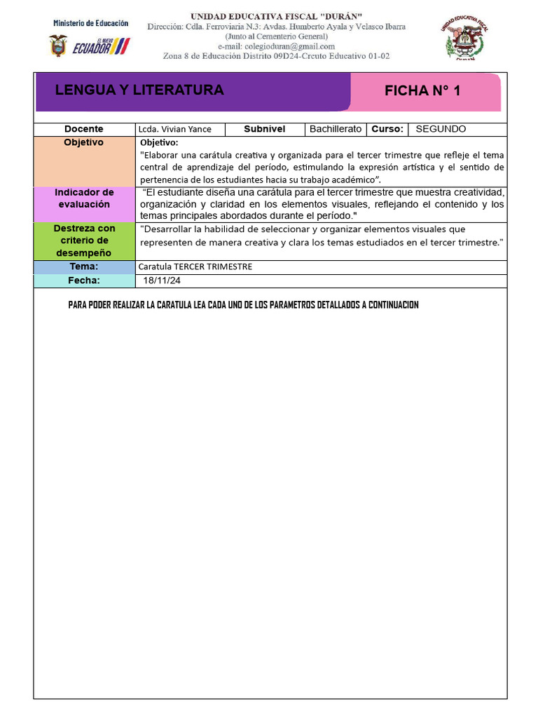 FICHA 1 LENGUA Y LITERATURA - 3er Trimestre | PDF | Aprendizaje | Cognición