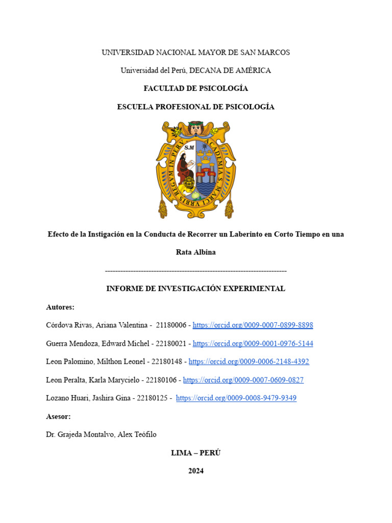 Efecto de la Instigación en Ratas en Laberinto | PDF | Modificación de ...