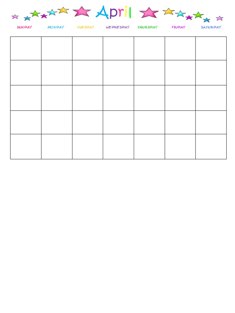 April Weekly Calendar Layout | PDF
