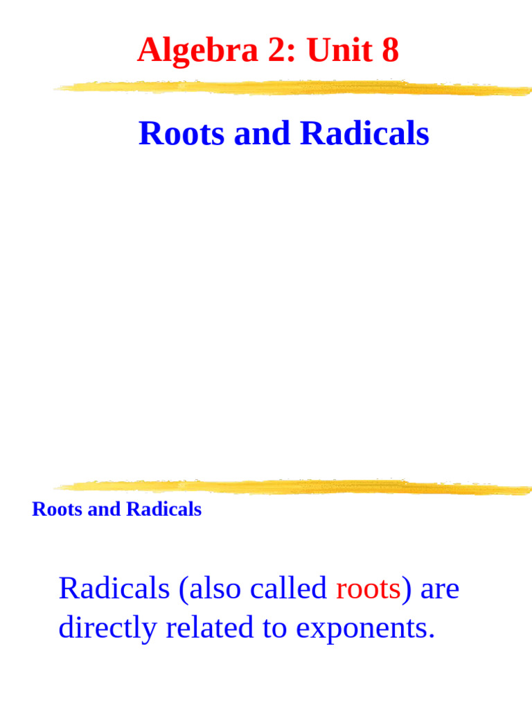Algebra 2: Roots and Radicals Guide | PDF | Discrete Mathematics ...