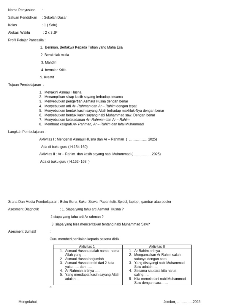 Modul Ajar Pai Kelas 1 Bab 7 | PDF