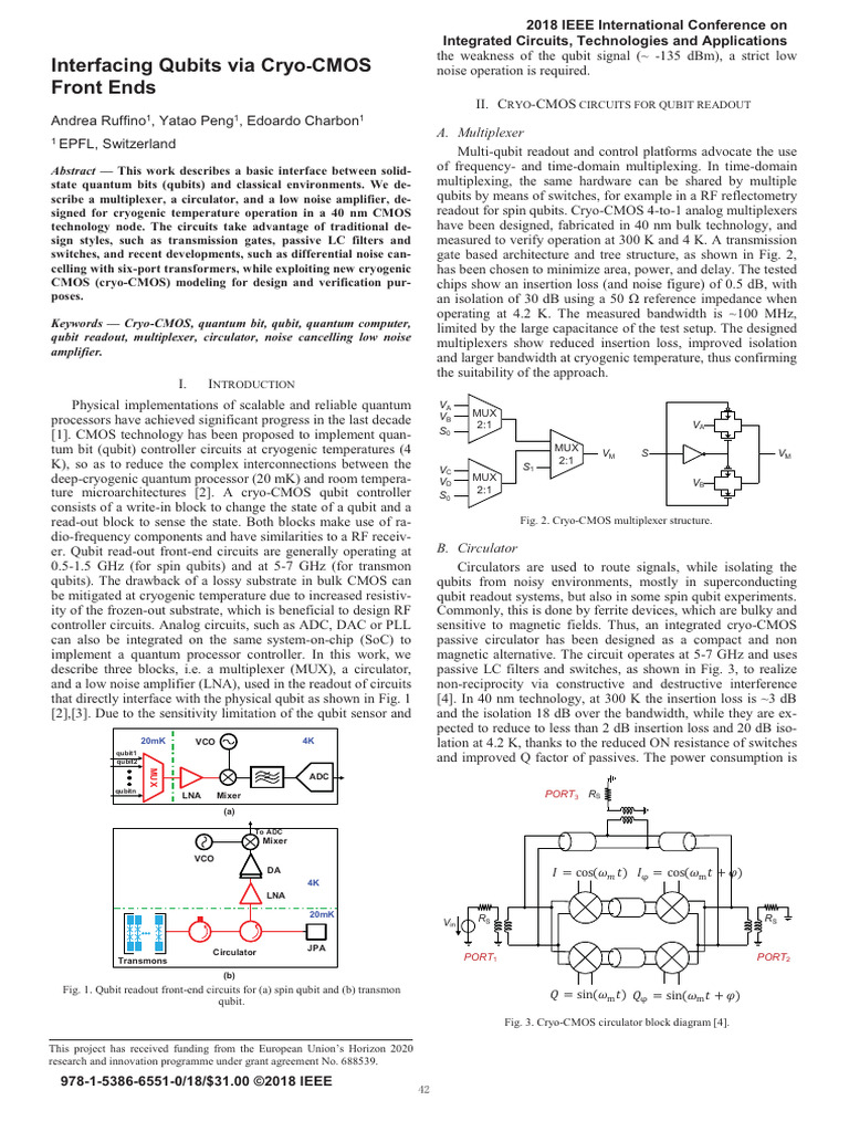 Cryo-CMOS Interface for Qubit Readout | PDF | Cmos | Electronic Filter