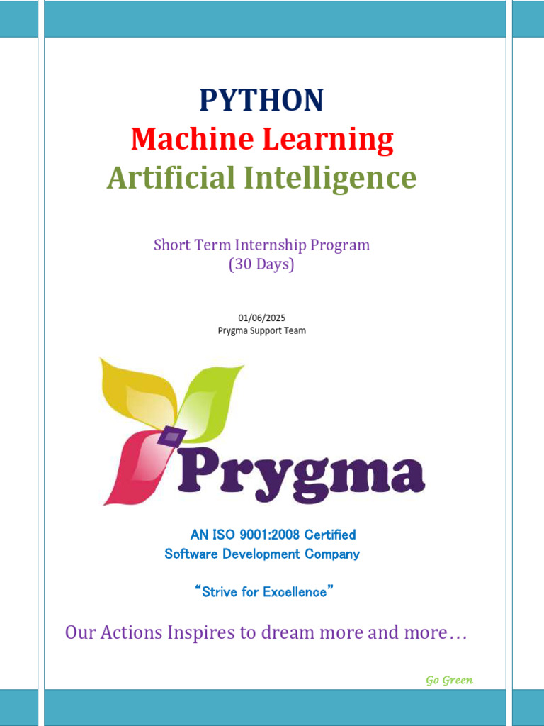 Python ML & AI Internship Program | PDF | Machine Learning | Artificial ...