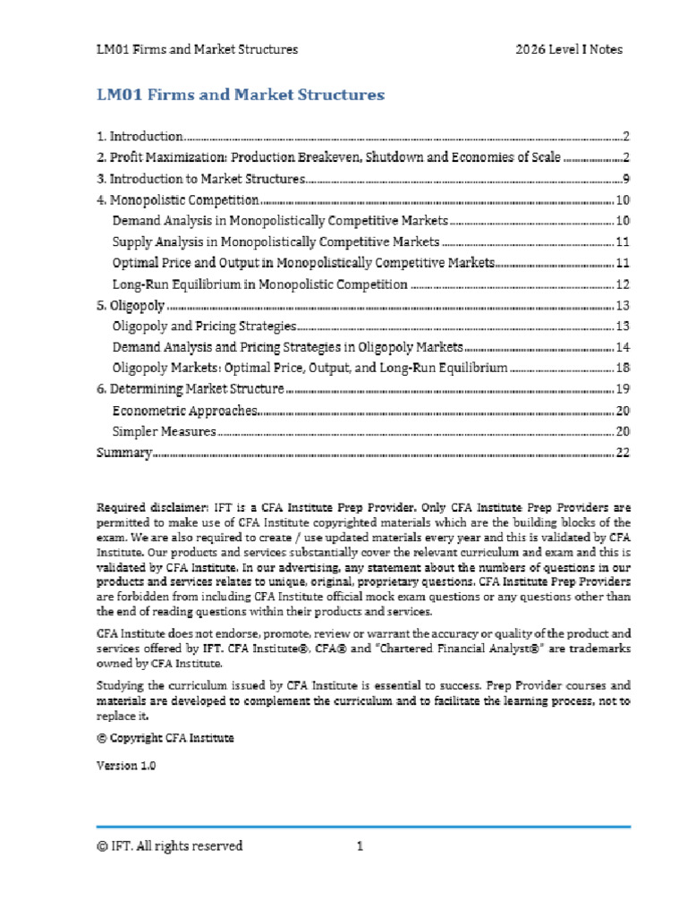 Eco - CFA Level 1, IfT Notes 2025 | PDF