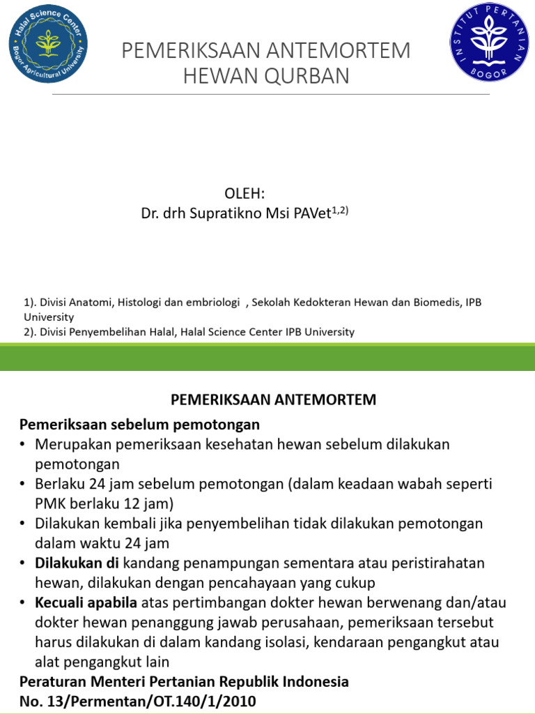 Pemeriksaan Antemortem Hewan Qurban | PDF