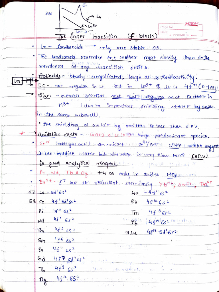 F Block - Inorg Chem Notes Deepak AIIMSonian | PDF