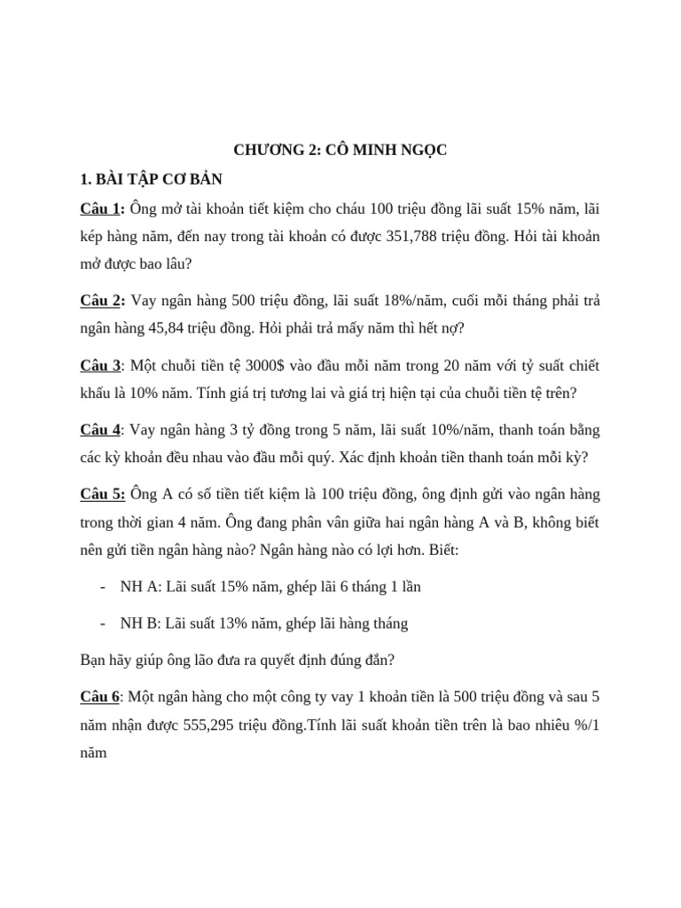Bai Tap Chuong 2 | PDF