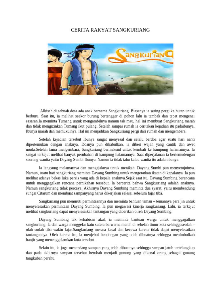 Legenda Sangkuriang dan Gunung Tangkuban Perahu | PDF
