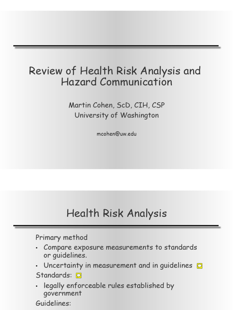 Health Risk Haz Comm - Cohen - UBCCIHREV2014 | PDF | Occupational ...