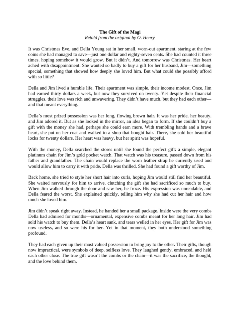 The Gift of the Magi: A Tale of Sacrifice | PDF