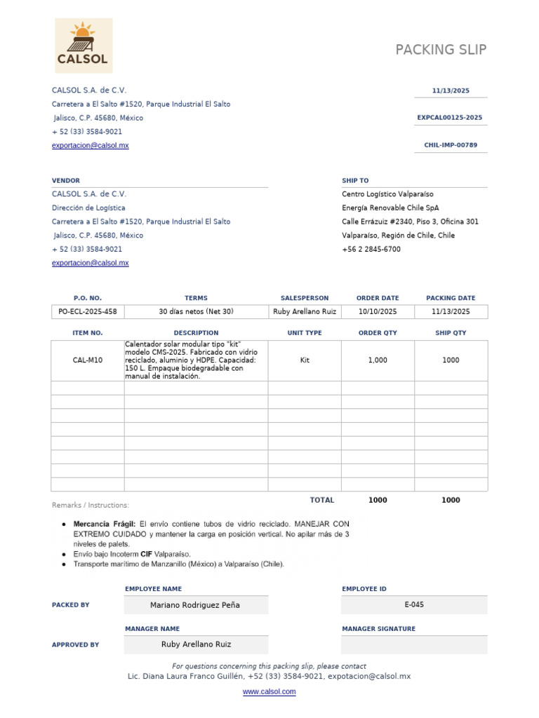 Packing Slip Template | PDF