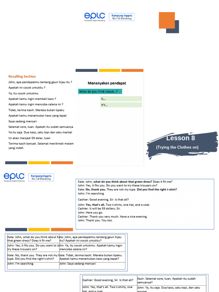 Lesson 8: Recalling Section | PDF