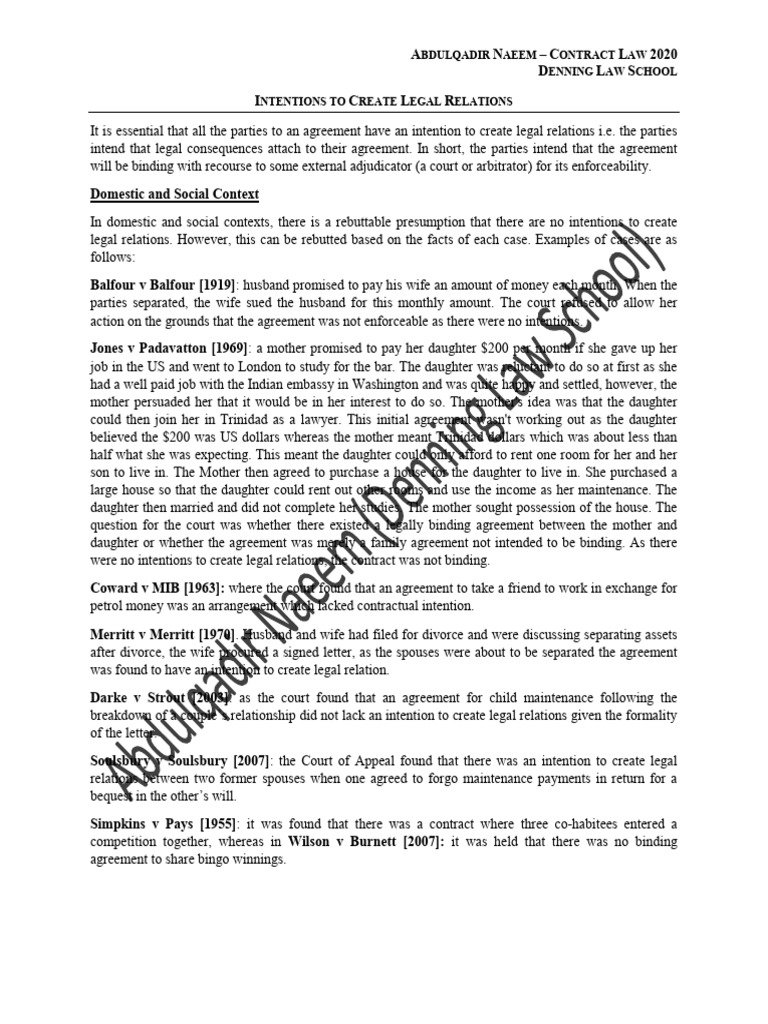 Intentions in Contract Law Explained | PDF | Justice | Crime & Violence