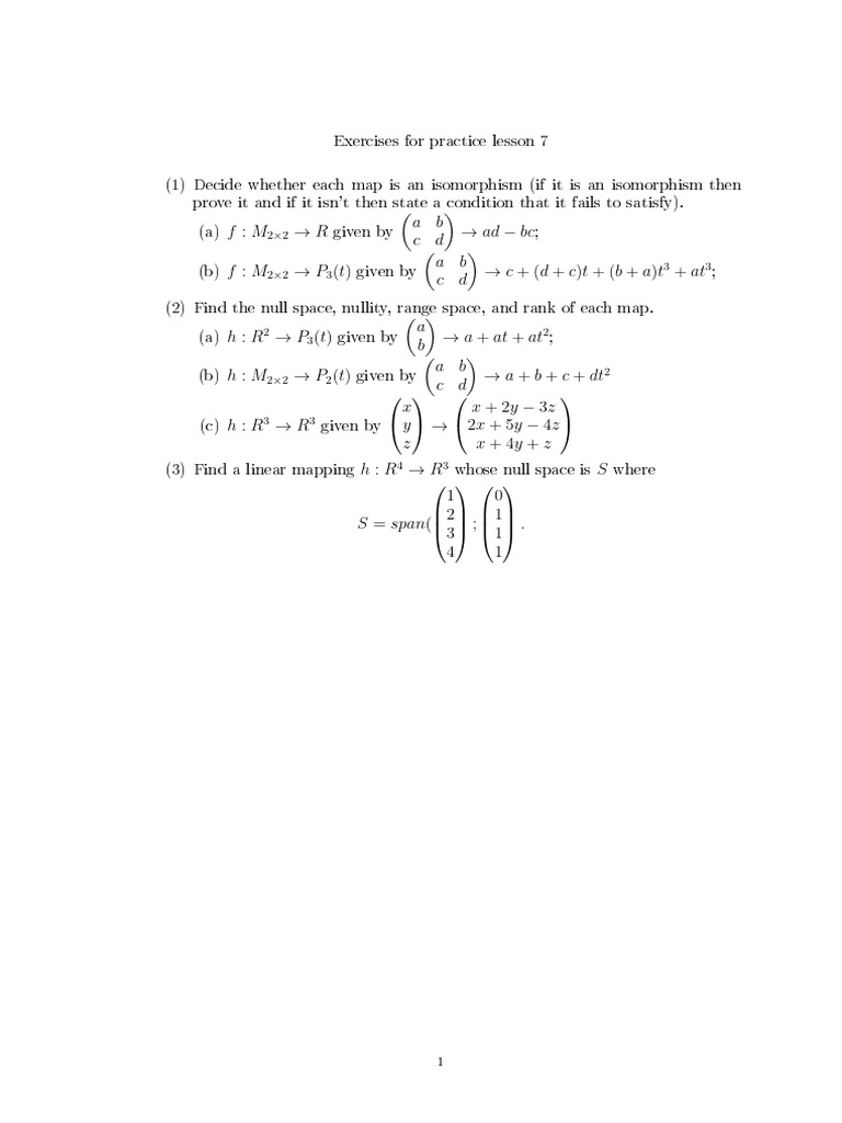 Linear Mapping Exercises and Isomorphisms | PDF | Functional Analysis ...
