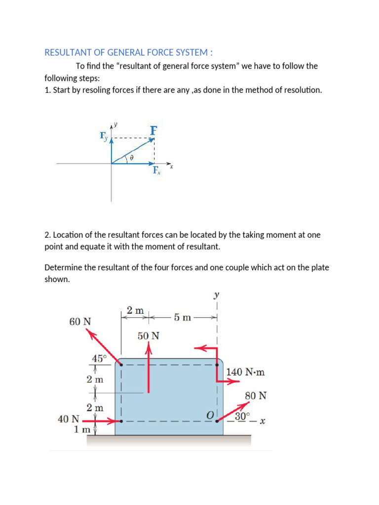 Resultant of General Force System Guide | PDF