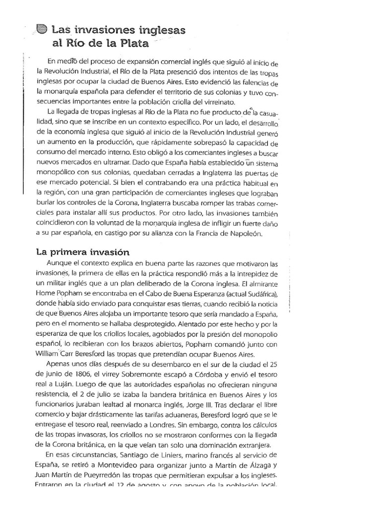 Invasiones Inglesas. Causas y Consecuencias | PDF