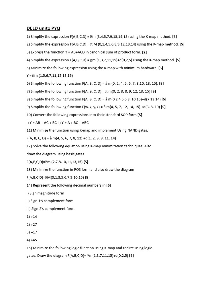 K-map Simplification Techniques and Exercises | PDF
