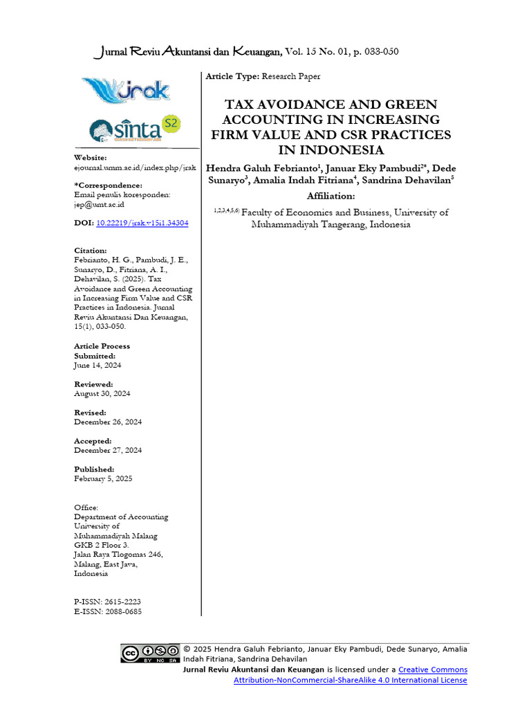 Tax Avoidance and Green Accounting Impact | PDF | Corporate Social ...
